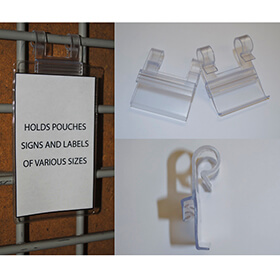 Clear PVC Wire Sign Holder with 2 Hooks (100/pk)
