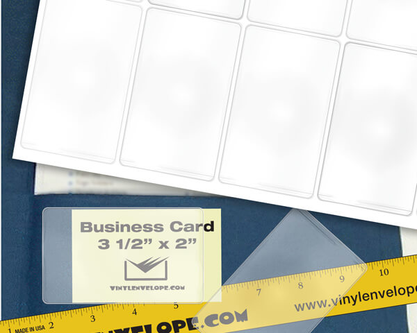 Adhesive business card pouch - open short