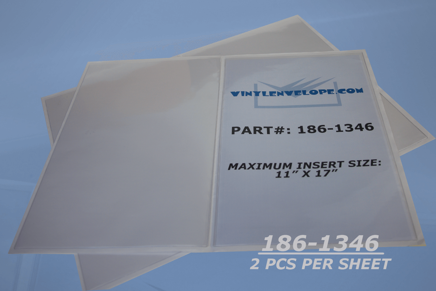 11 x 17" Press-on adhesive vinyl envelope OPEN SHORT