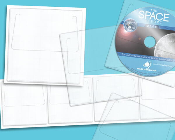 Adhesive DVD / CD pouch with flap
