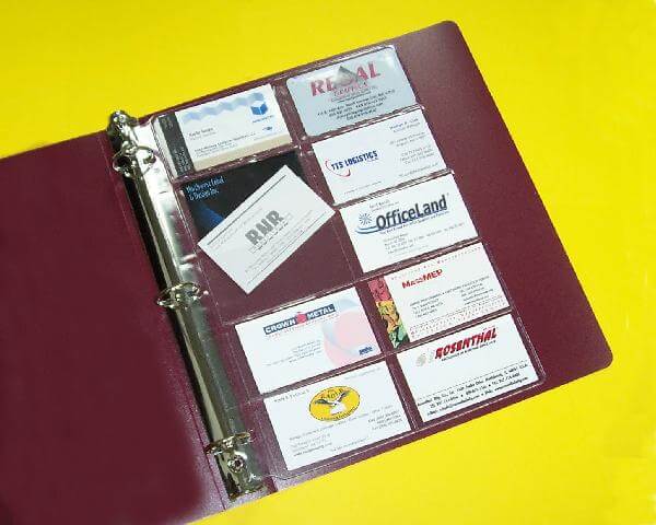 Clear business card binder page