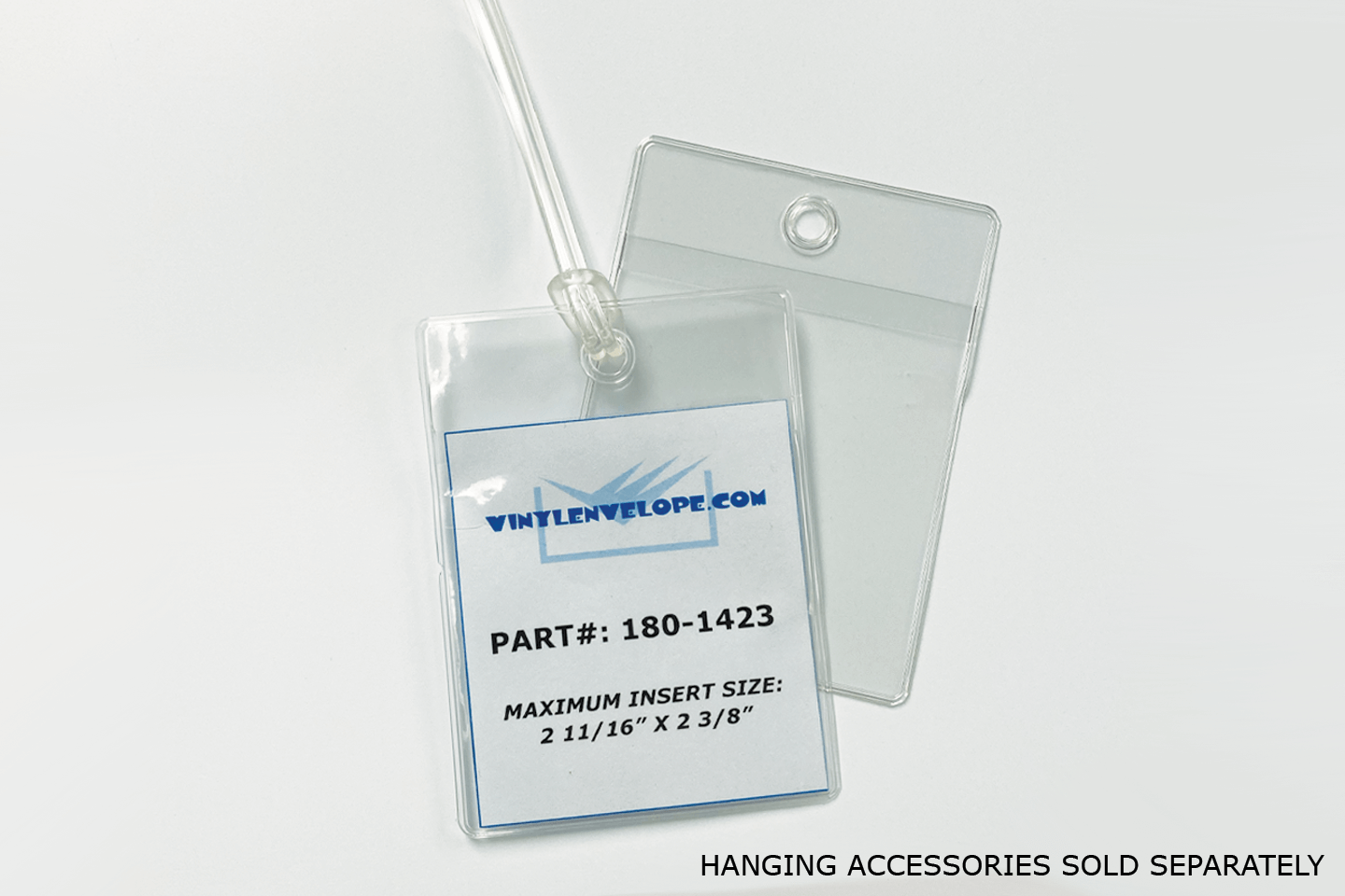2 5/8" x 3 9/16" clear hanging tag holder