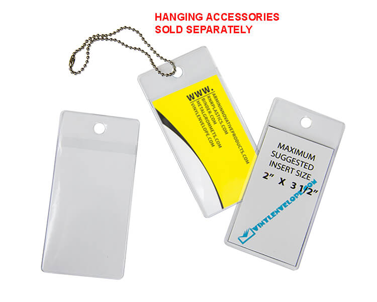 Extra heavy 2 1/4 x 4 3/4 clear tag card holder with 5/16 hole