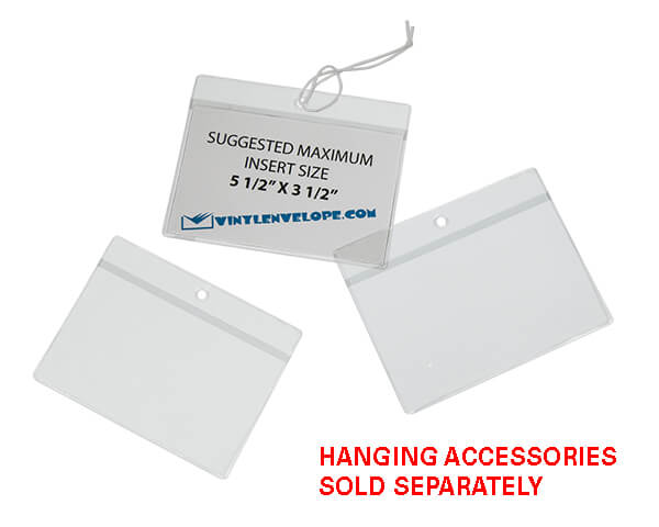 5 1/2 x 3 1/2" hanging clear plastic tag holder - OPEN LONG