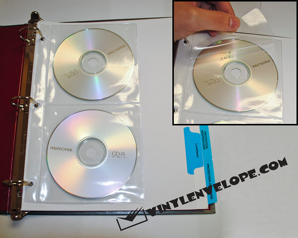 Double DVD / CD looseleaf ring binder page