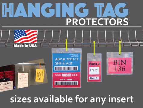 Hanging vinyl tag protectors